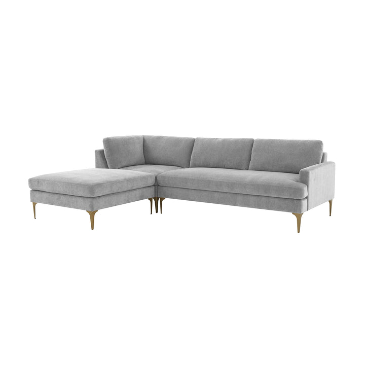 Serena 3-Piece Performance Velvet Chaise Sectional - Grey / LAF