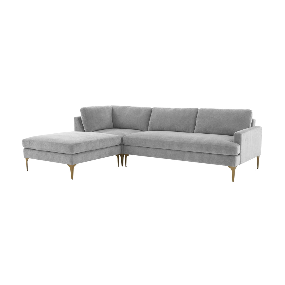 Serena 3-Piece Performance Velvet Chaise Sectional - Grey / LAF