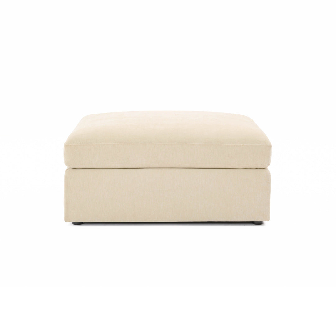 Aiden Beige Contract-Grade Chenille Ottoman