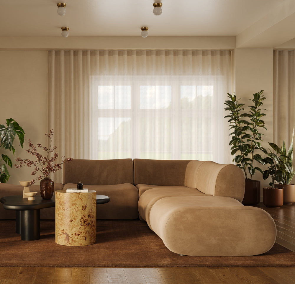 Zenith Latte Brown Performance Velvet Ottoman