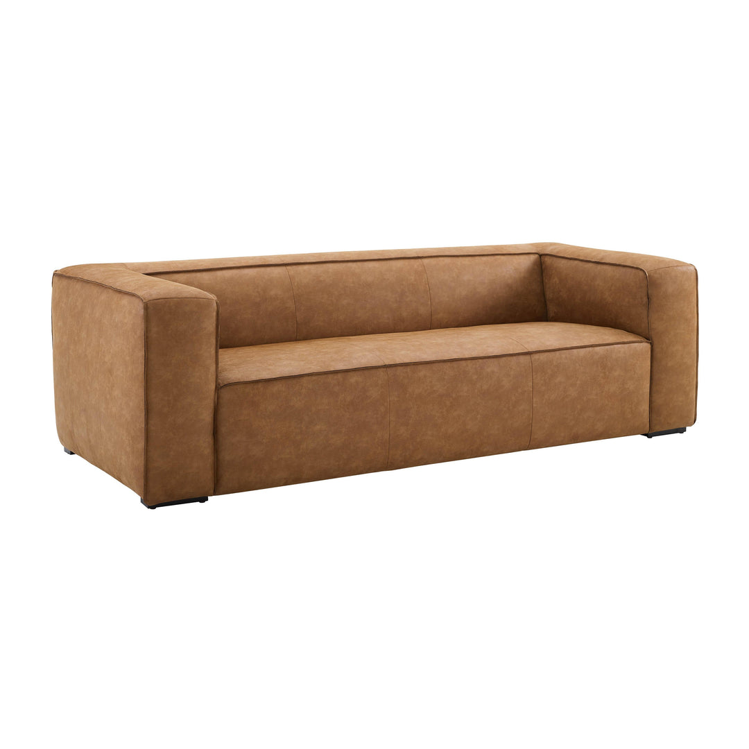 Aurora 90" Brown Leather Sofa