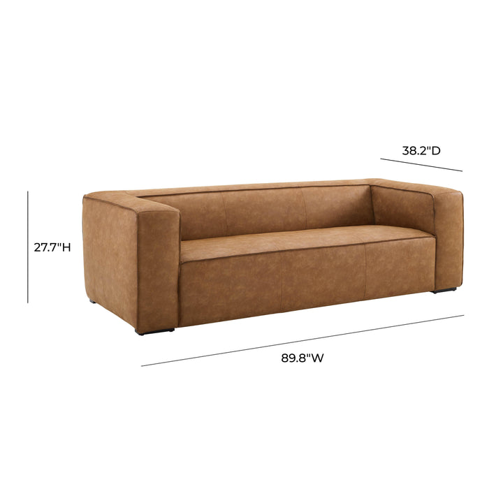 Aurora 90" Brown Leather Sofa