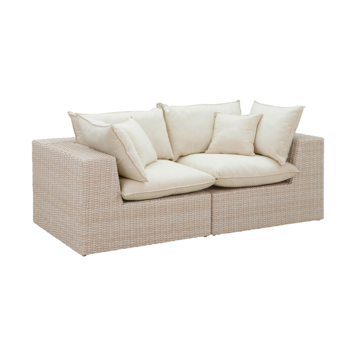 TOV Furniture Cali 80" Natural Wicker Outdoor Modular Loveseat