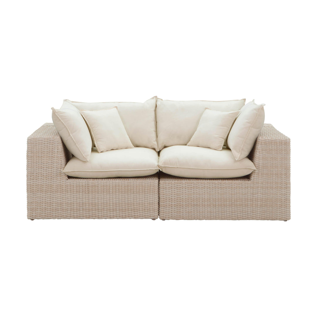 Cali 80" Natural Wicker Outdoor Modular Loveseat