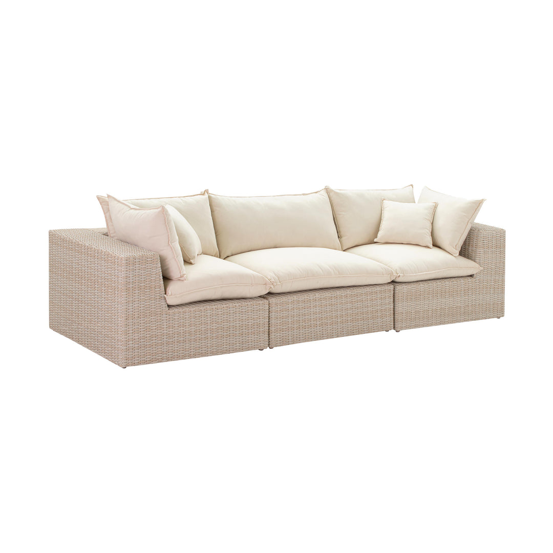 TOV Furniture Cali 120" Natural Wicker Outdoor Modular Sofa