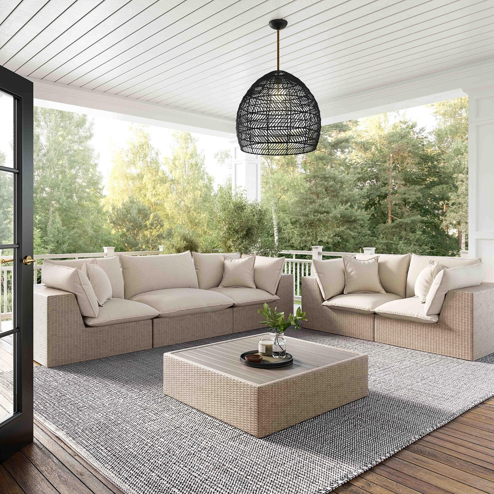 Cali 120" Natural Wicker Outdoor Modular Sofa