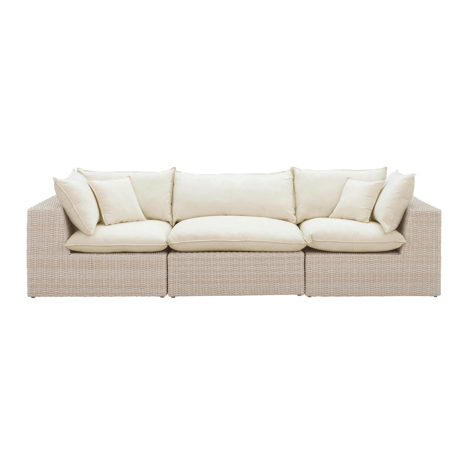 Cali 120" Natural Wicker Outdoor Modular Sofa