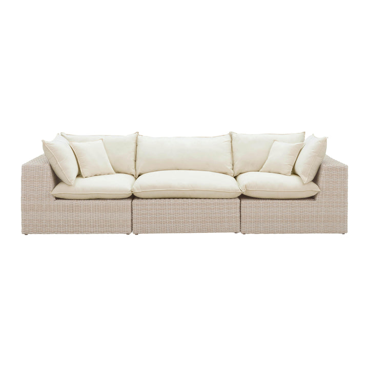 Cali 120" Natural Wicker Outdoor Modular Sofa