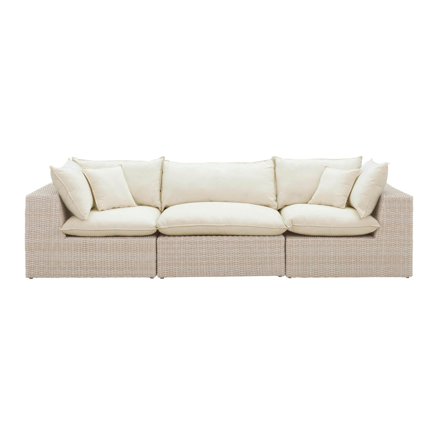 Cali 120" Natural Wicker Outdoor Modular Sofa