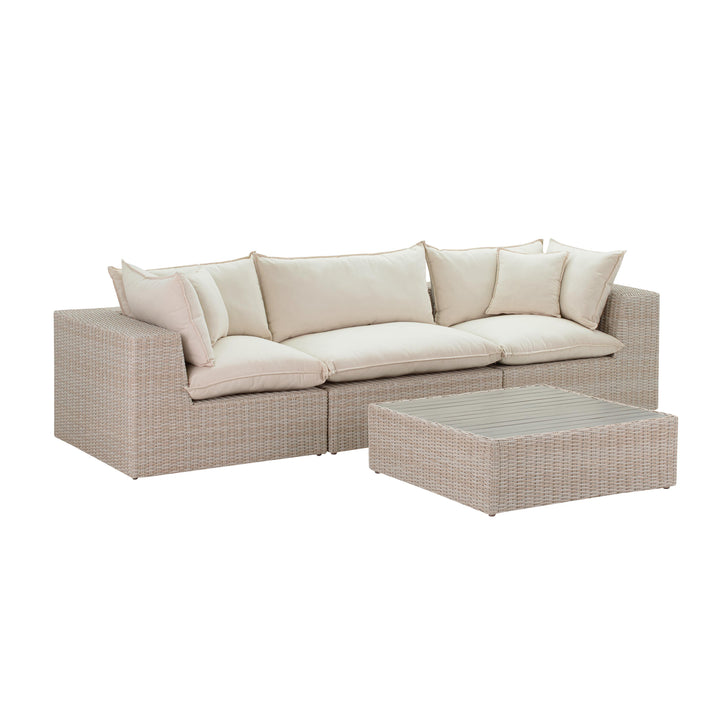 Cali 120" Natural Wicker Outdoor Modular Sofa