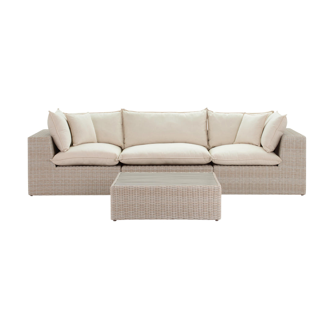 Cali 120" Natural Wicker Outdoor Modular Sofa