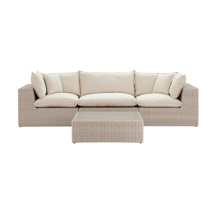 Cali 120" Natural Wicker Outdoor Modular Sofa