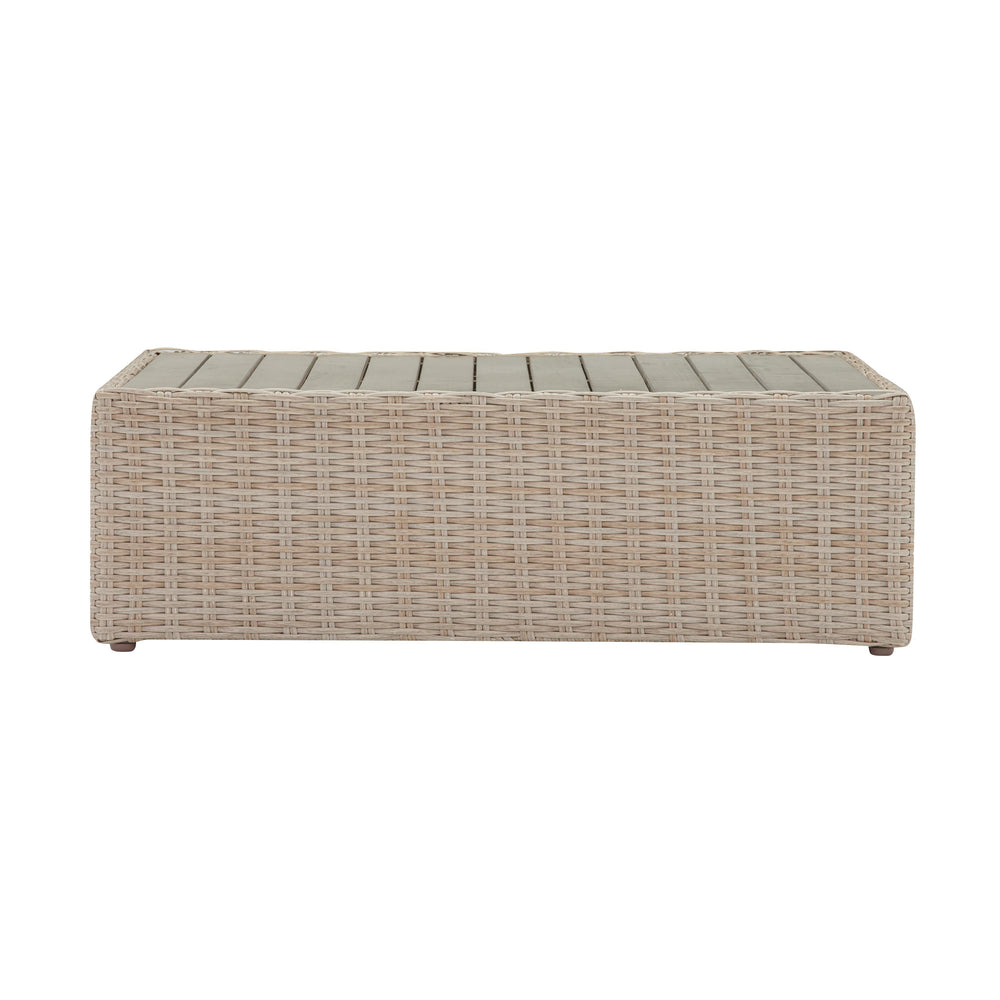 Cali 39" Natural Wicker Outdoor Ottoman / Coffee Table