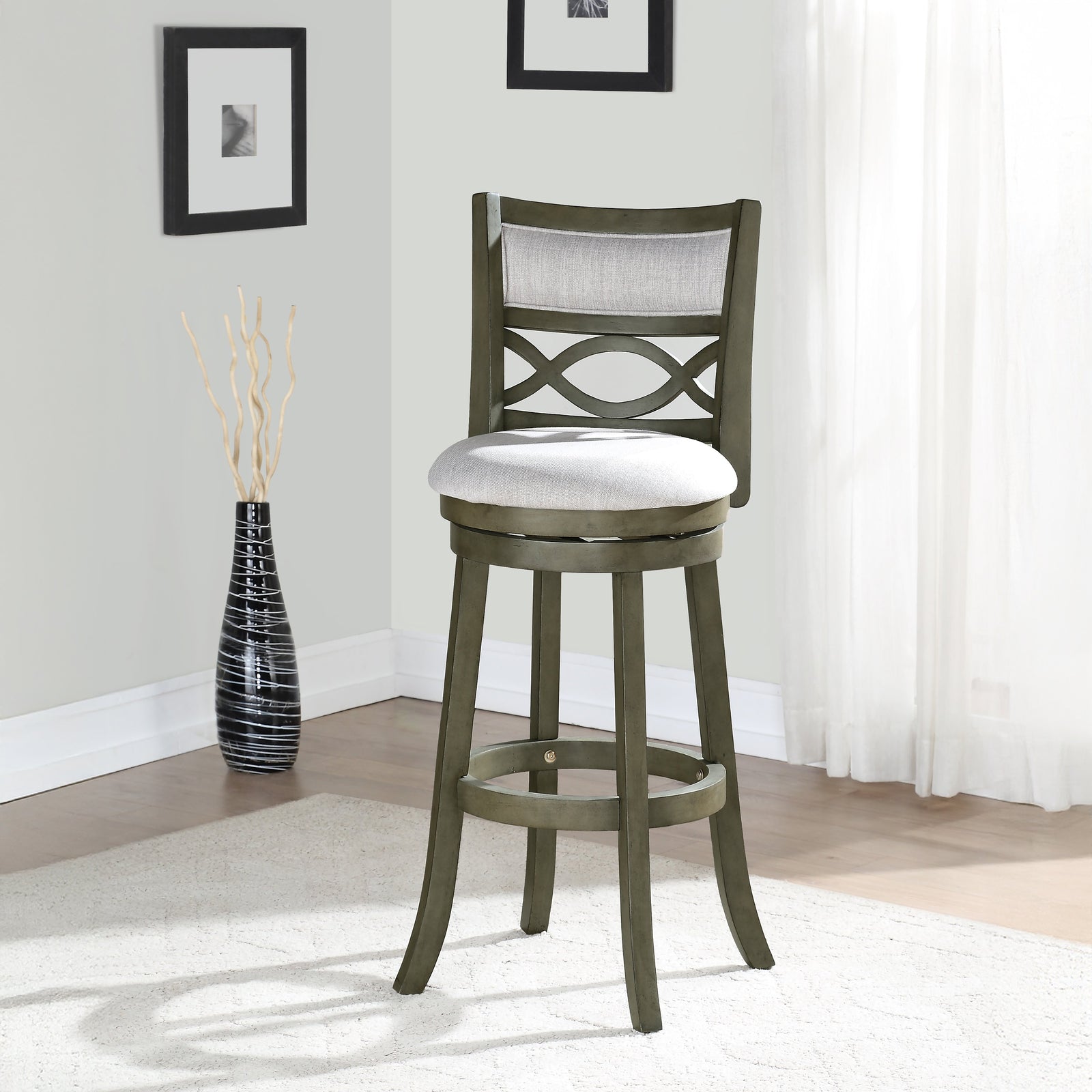 Manchester 29" Bar Stool W/fabric Cushions-Gray
