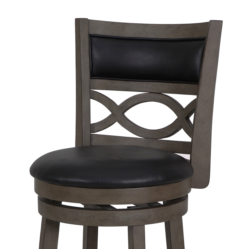 Manchester 24" Counter Stool W/black Pu Cushions-Gray
