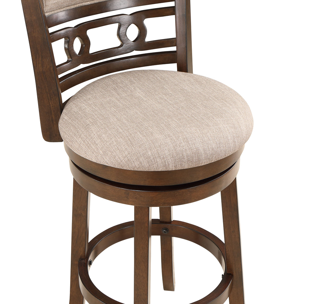 Gia  29" Swivel Barstool-Cherry W/brown Fabric Seat