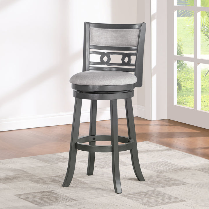 Gia 29" Swivel Barstool-Gray W/gray Fabric Seat