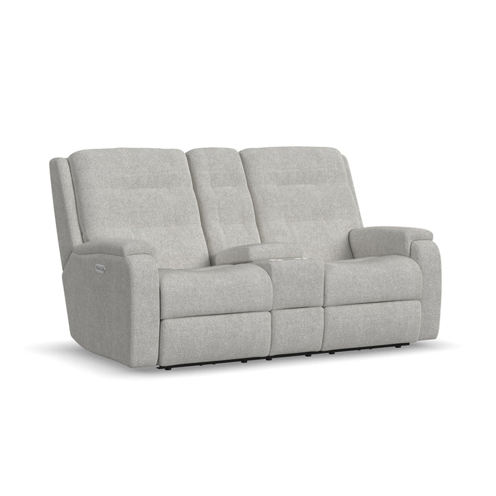 Arlo Fabric Power Reclining Loveseat with Console &amp; Power Headrests