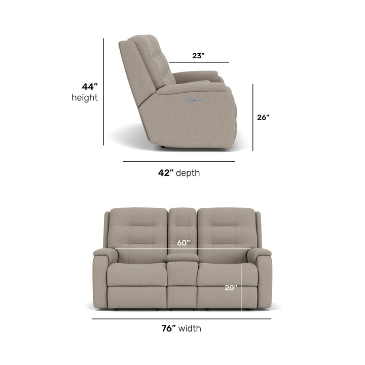 Arlo Fabric Power Reclining Loveseat with Console &amp; Power Headrests
