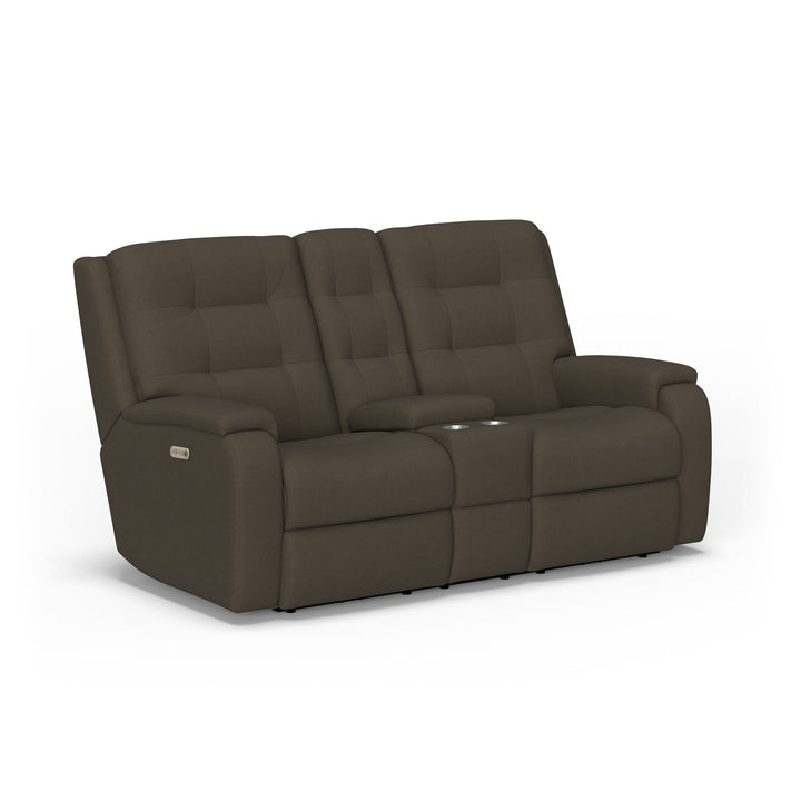 Arlo Fabric Power Reclining Loveseat with Console &amp; Power Headrests