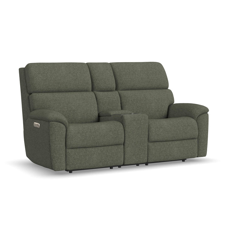 Porter Fabric Power Reclining Loveseat with Console, Power Headrest, &amp; Lumbar