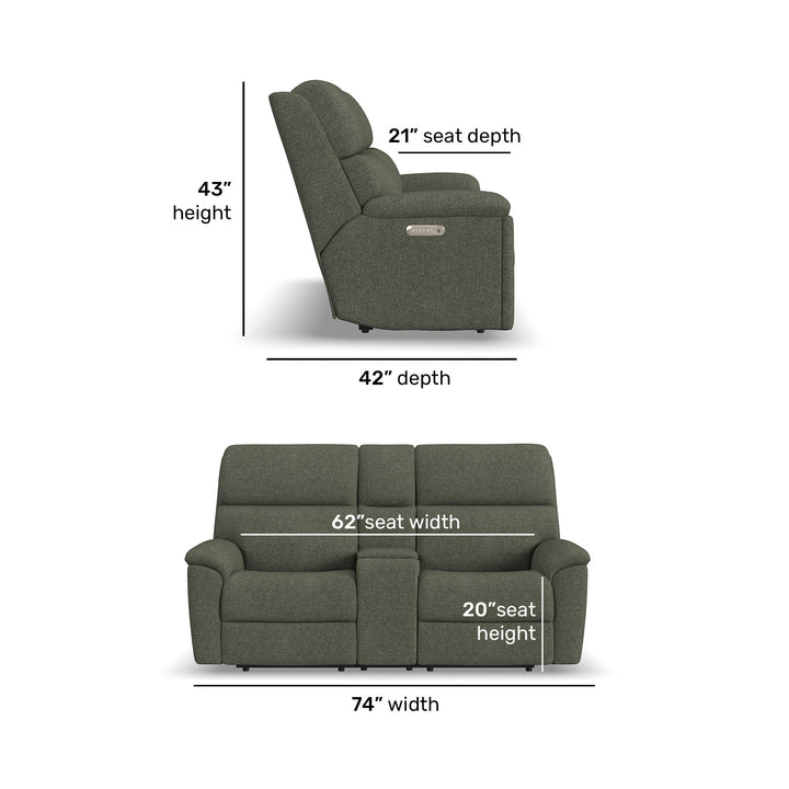 Porter Fabric Power Reclining Loveseat with Console, Power Headrest, &amp; Lumbar