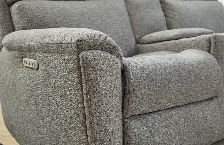 Porter Fabric Power Reclining Loveseat with Console, Power Headrest, &amp; Lumbar