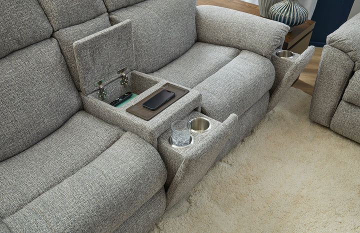 Porter Fabric Power Reclining Loveseat with Console, Power Headrest, &amp; Lumbar