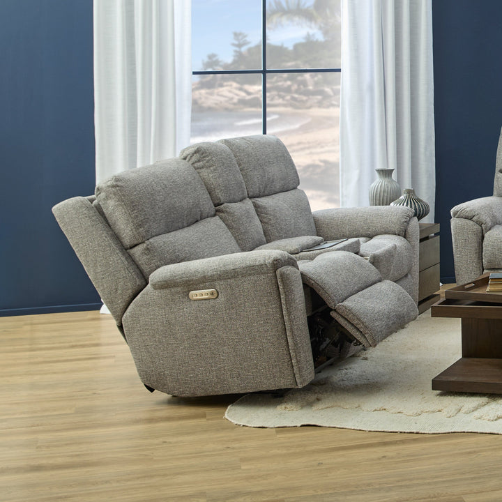 Porter Fabric Power Reclining Loveseat with Console, Power Headrest, &amp; Lumbar