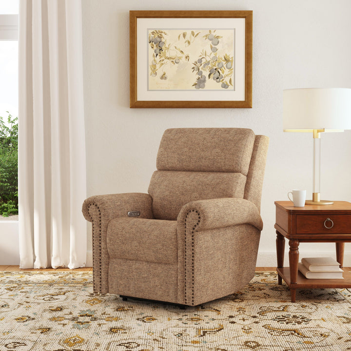Bernard Fabric Power Recliner with Power Headrest &amp; Lumbar