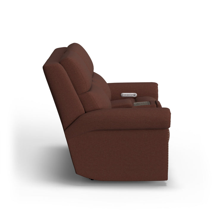 Bernard Fabric Power Reclining Loveseat with Console, Power Headrest, &amp; Lumbar