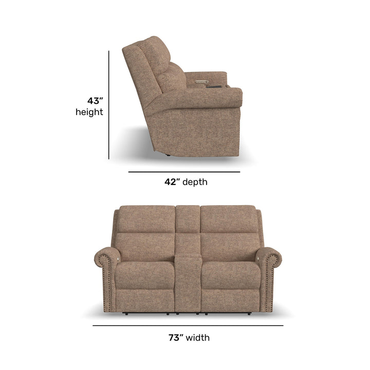 Bernard Fabric Power Reclining Loveseat with Console, Power Headrest, &amp; Lumbar