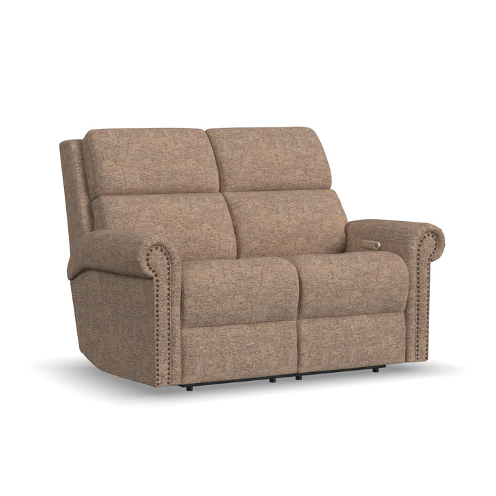 Bernard Fabric Power Reclining Loveseat with Power Headrest &amp; Lumbar