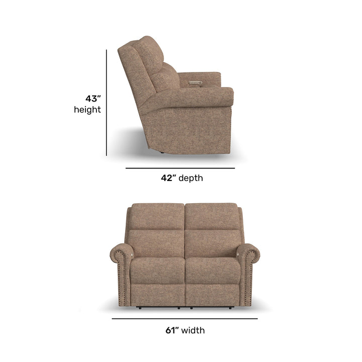 Bernard Fabric Power Reclining Loveseat with Power Headrest &amp; Lumbar
