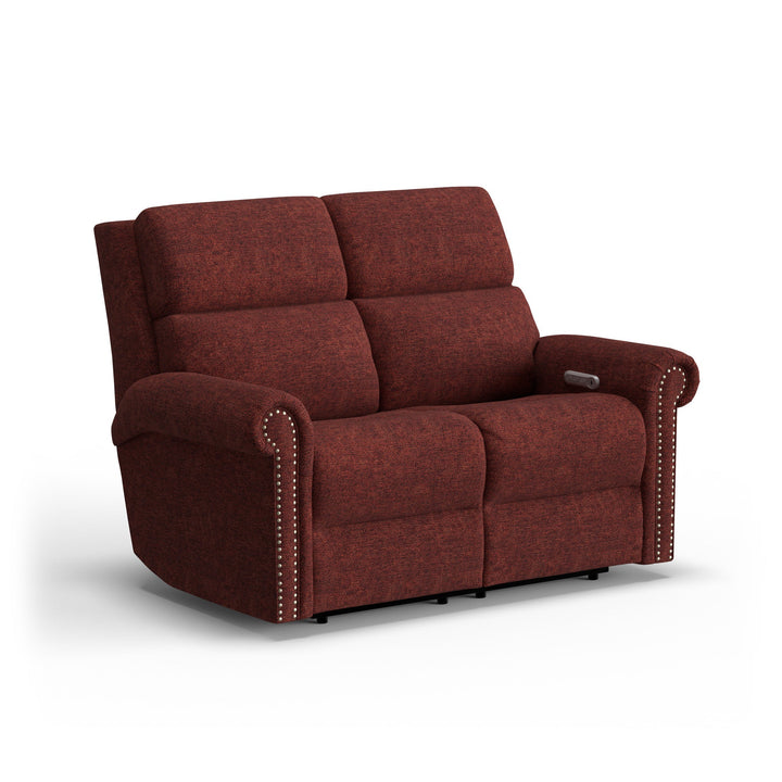 Bernard Fabric Power Reclining Loveseat with Power Headrest &amp; Lumbar
