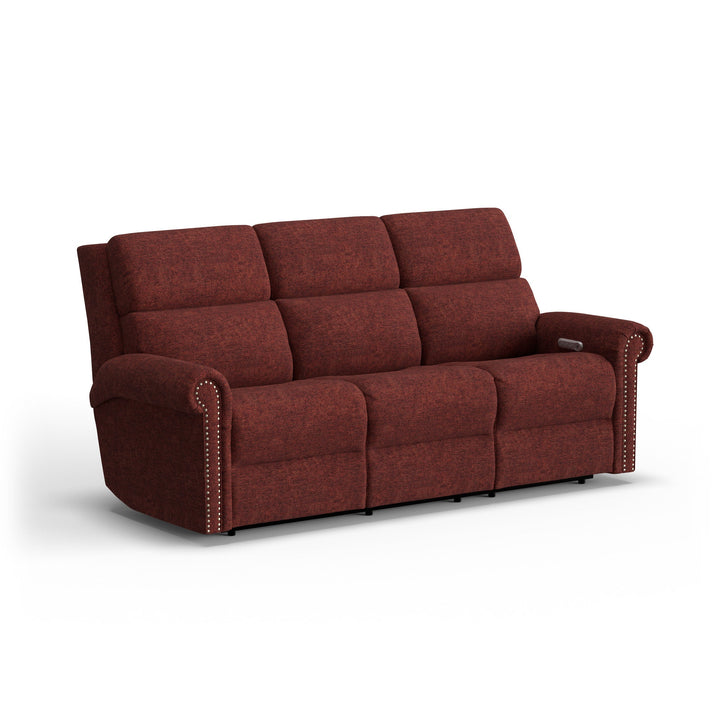 Bernard Fabric Power Reclining Sofa with Console, Power Headrest, &amp; Lumbar