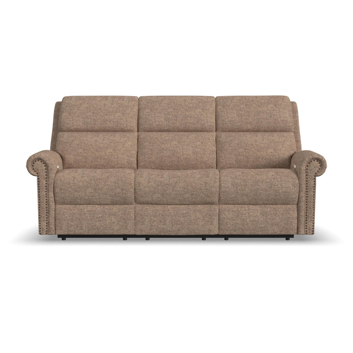 Bernard Fabric Power Reclining Sofa with Console, Power Headrest, &amp; Lumbar