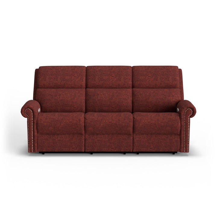 Bernard Fabric Power Reclining Sofa with Console, Power Headrest, &amp; Lumbar