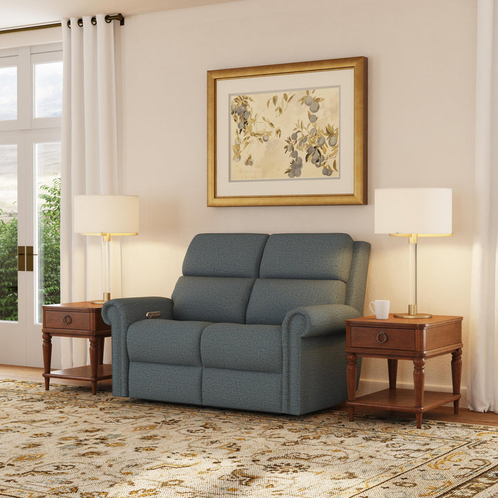 Bernard Fabric Power Reclining Loveseat with Power Headrest &amp; Lumbar