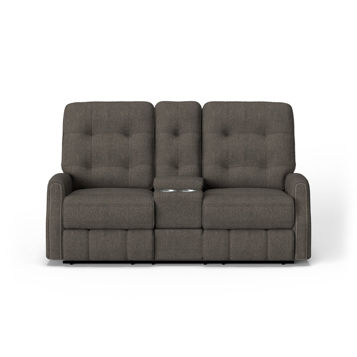 Devon Fabric Power Reclining Loveseat with Console &amp; Power Headrests