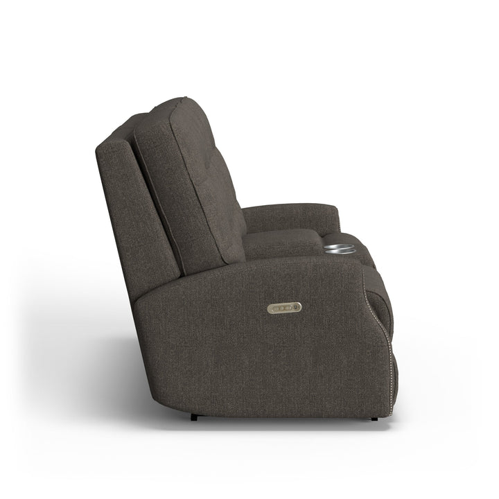 Devon Fabric Power Reclining Loveseat with Console &amp; Power Headrests