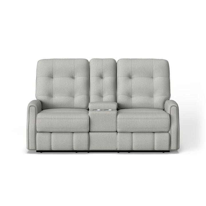 Devon Fabric Power Reclining Loveseat with Console &amp; Power Headrests