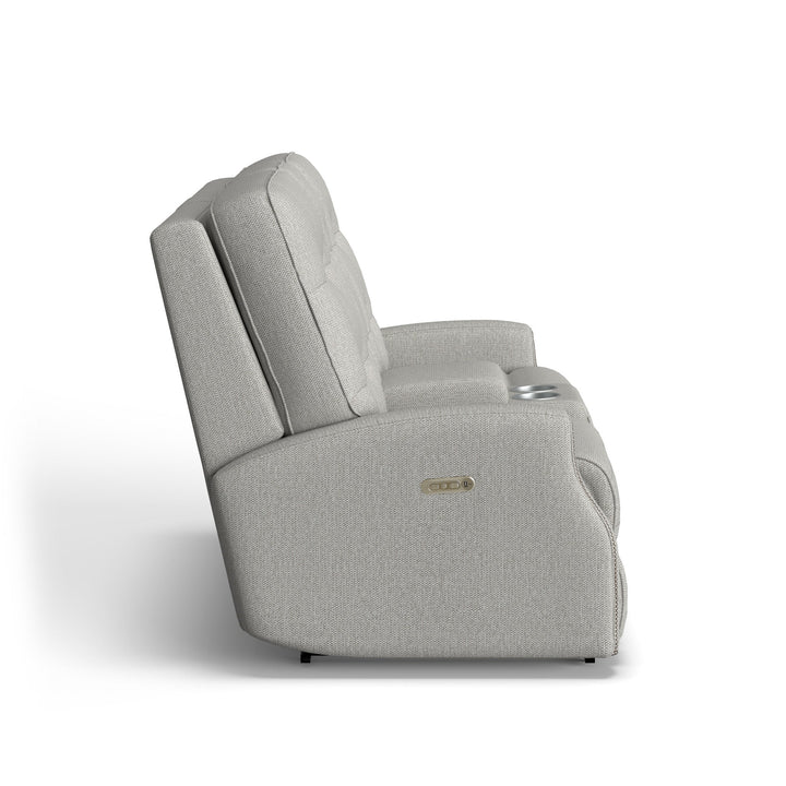 Devon Fabric Power Reclining Loveseat with Console &amp; Power Headrests