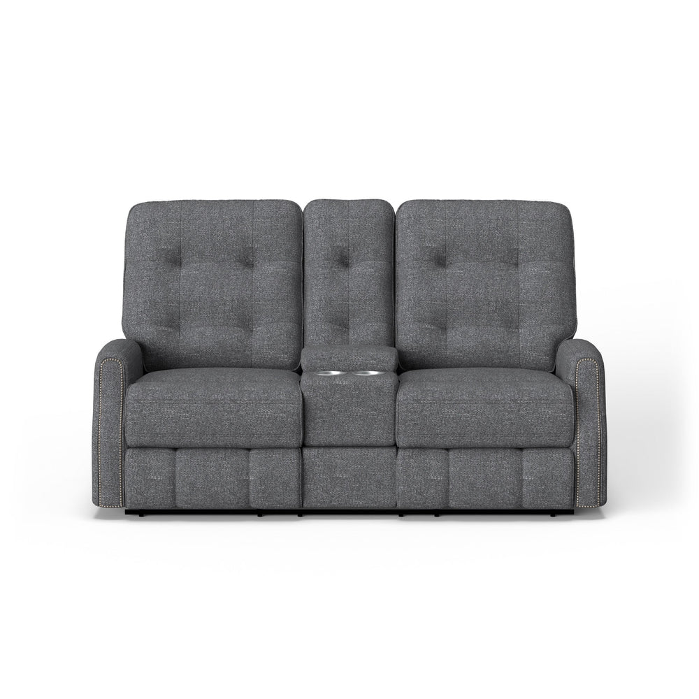 Devon Fabric Power Reclining Loveseat with Console