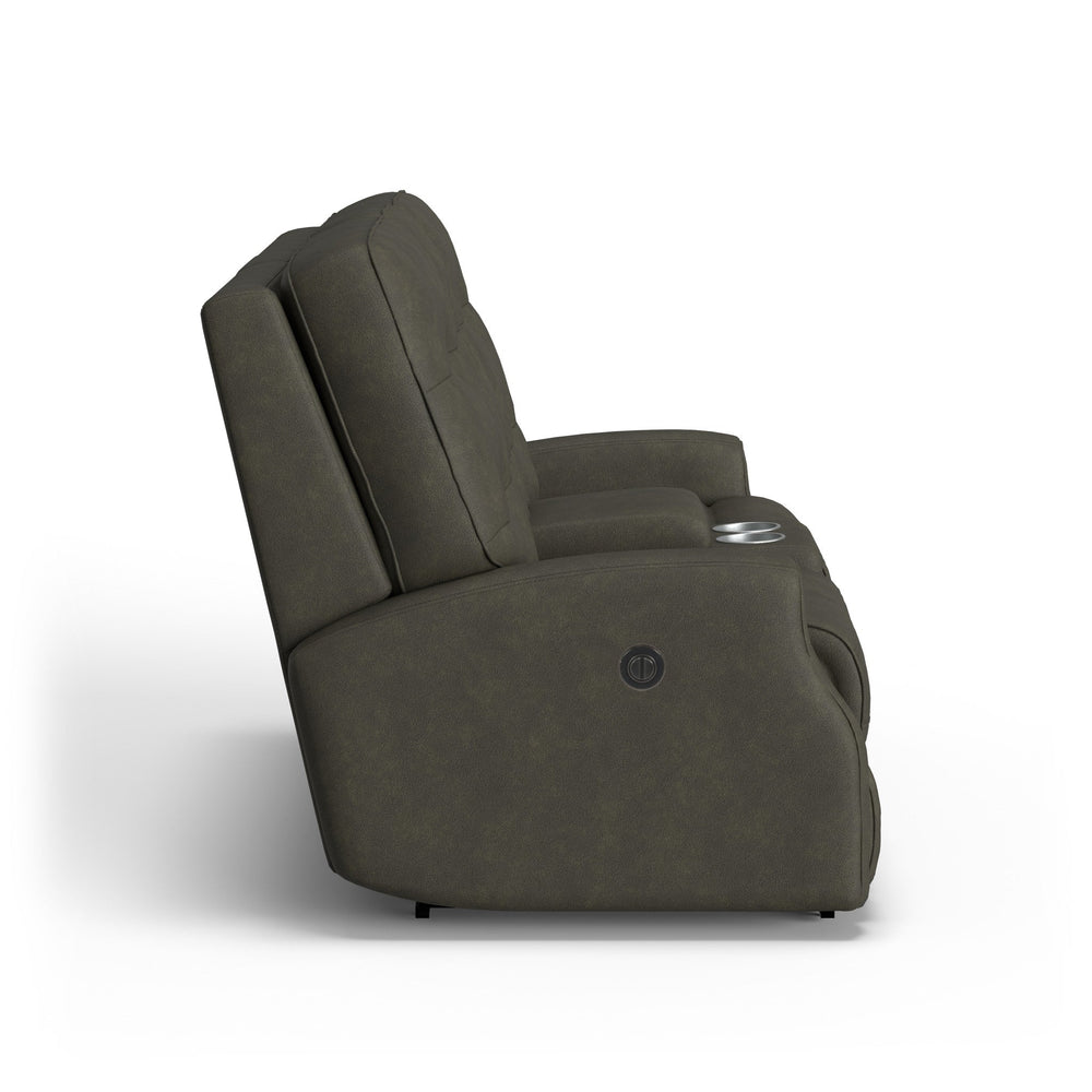 Devon Fabric Power Reclining Loveseat with Console
