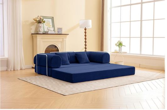 Perri 79" Compressed Sofa in Blue
