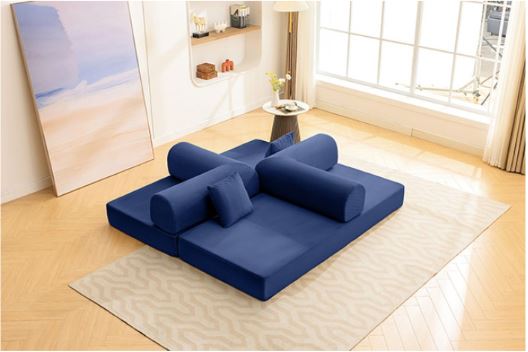 Perri 79" Compressed Sofa in Blue