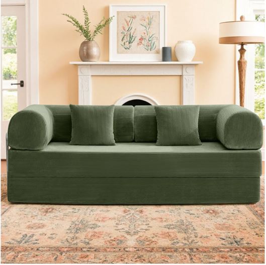 Perri 79" Compressed Sofa in Olive Green