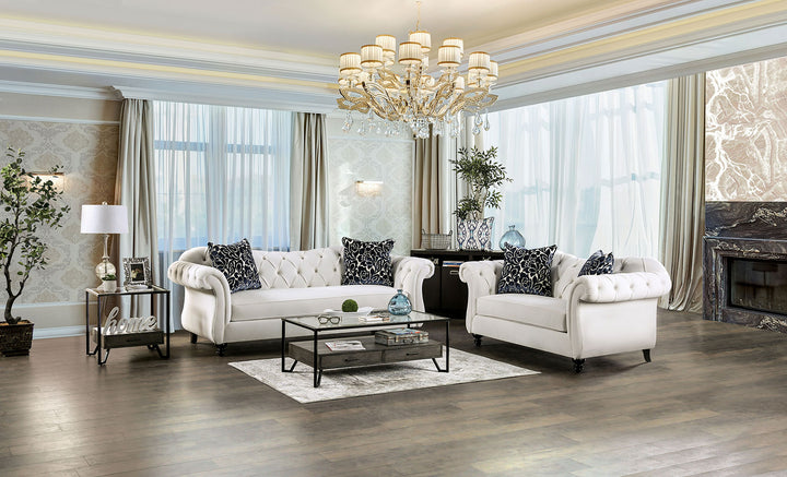 Antoinette Chesterfield Velvet Sofa with Tufted Back &amp; Camelback Design