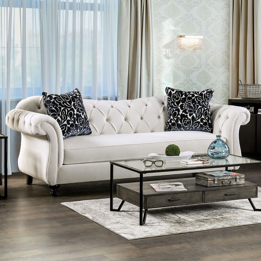 Antoinette Chesterfield Velvet Sofa with Tufted Back & Camelback Design